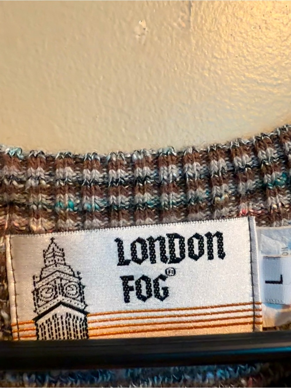 Vintage London Fog Multi-Stripe Knit Sweater Size L